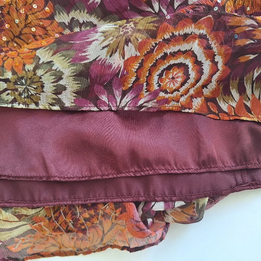 Vintage Laundry Y2K Silk Beaded Floral dress - size Small - Picture 9 of 10